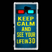 Coque Sony Xperia M2 Keep Calm and See your life 3D Bleu