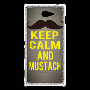 Coque Sony Xperia M2 Keep Calm and Mustach Gris