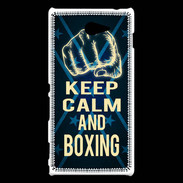 Coque Sony Xperia M2 Keep Calm and Boxing Bleu