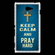 Coque Sony Xperia M2 Keep Calm and Pray Christian Bleu
