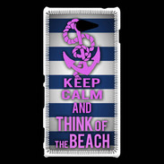 Coque Sony Xperia M2 Keep Calm and Think Beach Bleu