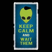 Coque Sony Xperia M2 Keep Calm and Wait Alien Bleu