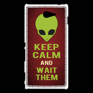 Coque Sony Xperia M2 Keep Calm and Wait Alien Rouge
