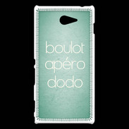 Coque Sony Xperia M2 Boulot Apéro Dodo Vert ZG