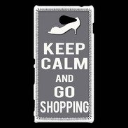 Coque Sony Xperia M2 Keep Calm Go Shopping Gris