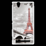 Coque Sony Xperia T2 Ultra Tour Eiffel rouge sur fond en noir et blanc