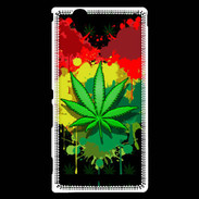 Coque Sony Xperia T2 Ultra Feuille de cannabis et cœur Rasta