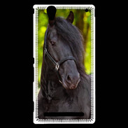 Coque Sony Xperia T2 Ultra Portrait de cheval noir 10