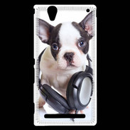 Coque Sony Xperia T2 Ultra Bulldog français avec casque de musique