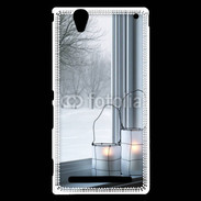 Coque Sony Xperia T2 Ultra paysage hiver deux lanternes