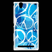 Coque Sony Xperia T2 Ultra Peace and love Bleu