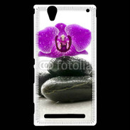 Coque Sony Xperia T2 Ultra Orchidée violette sur galet noir