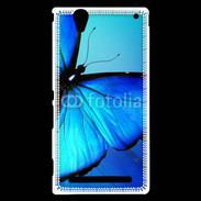Coque Sony Xperia T2 Ultra Papillon sur fond bleu