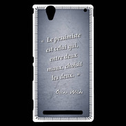 Coque Sony Xperia T2 Ultra Pessimiste Bleu Citation Oscar Wilde