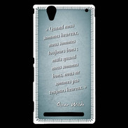 Coque Sony Xperia T2 Ultra Bons heureux Turquoise Citation Oscar Wilde