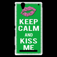 Coque Sony Xperia T2 Ultra Keep Calm Kiss me Vert
