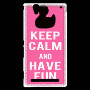 Coque Sony Xperia T2 Ultra Keep Calm Have fun Rose