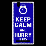 Coque Sony Xperia T2 Ultra Keep Calm Hurry up Bleu