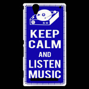 Coque Sony Xperia T2 Ultra Keep Calm Listen music Bleu