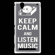 Coque Sony Xperia T2 Ultra Keep Calm Listen music Gris
