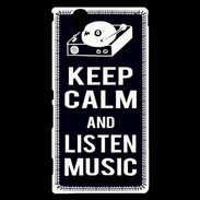 Coque Sony Xperia T2 Ultra Keep Calm Listen music Noir