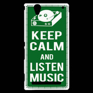 Coque Sony Xperia T2 Ultra Keep Calm Listen music Vert