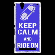 Coque Sony Xperia T2 Ultra Keep Calm Ride on Bleu