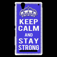 Coque Sony Xperia T2 Ultra Keep Calm Stay strong Bleu