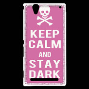 Coque Sony Xperia T2 Ultra Keep Calm Stay dark Rose