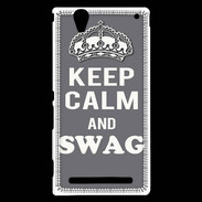 Coque Sony Xperia T2 Ultra Keep Calm Swag Gris