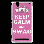 Coque Sony Xperia T2 Ultra Keep Calm Swag Rose