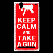 Coque Sony Xperia T2 Ultra Keep Calm Take a gun Rouge
