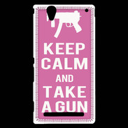 Coque Sony Xperia T2 Ultra Keep Calm Take a gun Rose