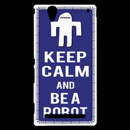 Coque Sony Xperia T2 Ultra Keep Calm Be a Robot Bleu