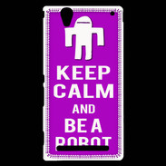 Coque Sony Xperia T2 Ultra Keep Calm Be a Robot Violet