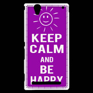 Coque Sony Xperia T2 Ultra Keep Calm Be Happy Violet
