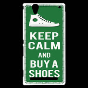 Coque Sony Xperia T2 Ultra Keep Calm Buy Shoes Vert