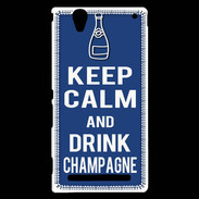 Coque Sony Xperia T2 Ultra Keep Calm Drink Champagne Bleu