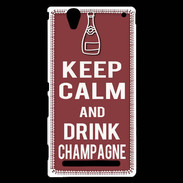 Coque Sony Xperia T2 Ultra Keep Calm Drink Champagne Brique