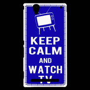 Coque Sony Xperia T2 Ultra Keep Calm Watch TV Bleu