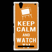 Coque Sony Xperia T2 Ultra Keep Calm Watch TV Orange