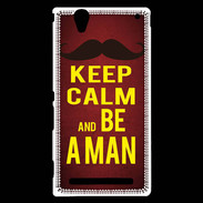 Coque Sony Xperia T2 Ultra Keep Calm Be a Man Rouge