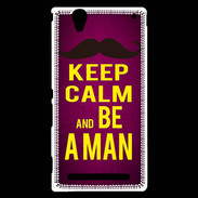 Coque Sony Xperia T2 Ultra Keep Calm Be a Man Rose