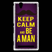 Coque Sony Xperia T2 Ultra Keep Calm Be a Man Violet