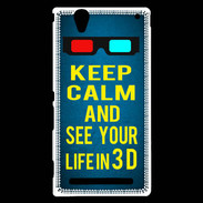 Coque Sony Xperia T2 Ultra Keep Calm and See your life 3D Bleu