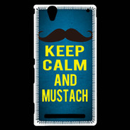 Coque Sony Xperia T2 Ultra Keep Calm and Mustach Bleu