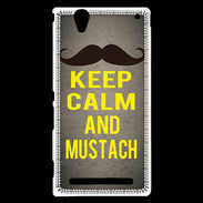 Coque Sony Xperia T2 Ultra Keep Calm and Mustach Gris