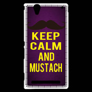 Coque Sony Xperia T2 Ultra Keep Calm and Mustach Violet