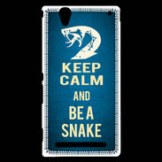 Coque Sony Xperia T2 Ultra Keep Calm and Be a Snake bleu
