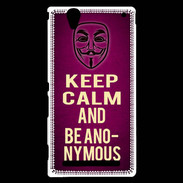 Coque Sony Xperia T2 Ultra Keep Calm and Be Anonymous Rose